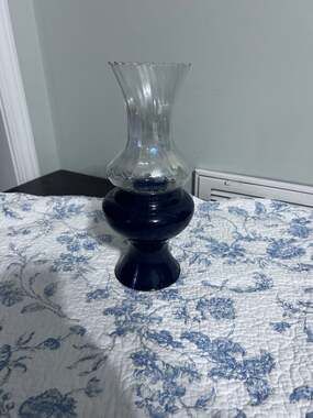 Vintage Haeger Cobalt Blue Glass Oil Lamp Hurricane Candle Holder